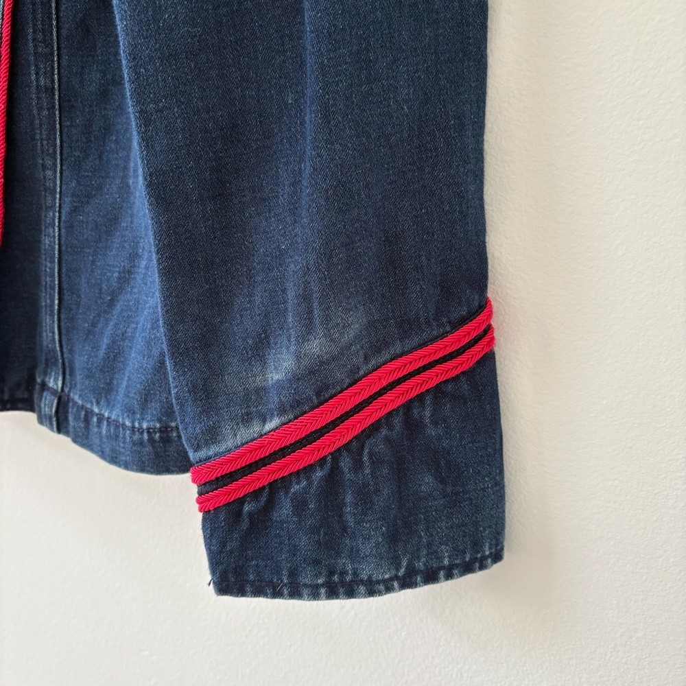 Ralph Lauren Women’s Double Breasted Red Trim Military Denim Jacket - Picture 2 of 8